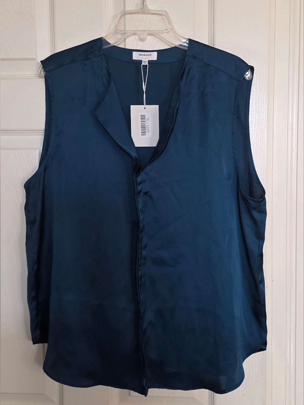 NWT Weekend Los Angeles Deep Teal Satin Sleeveless Top XXLP
